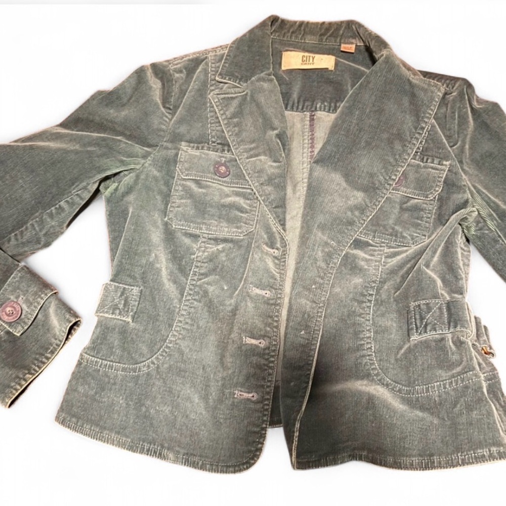 DKNY Women's TEAL Blue Corduroy Blazer